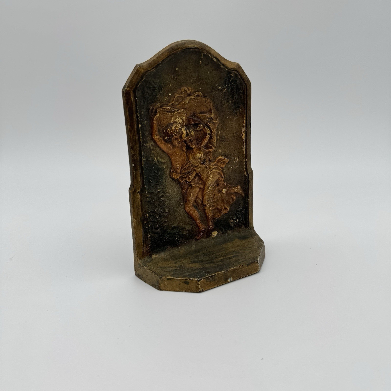 Vintage 1928 The Storm Cast Iron Bookend Art Deco Bronze Tone Single Heavy