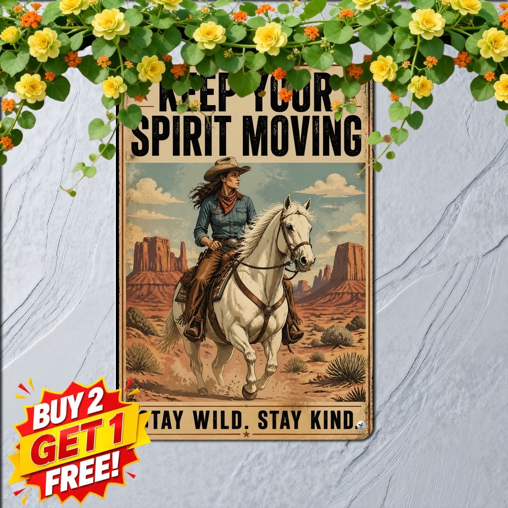 Vintage Cowgirl On Horseback Metal Sign Country Western Ranch Tin Plaque 8x12