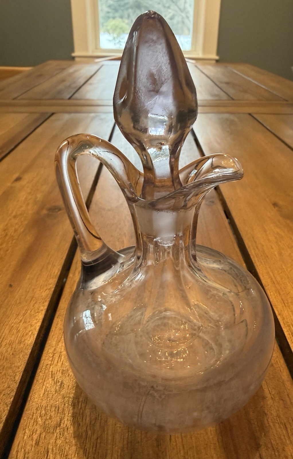 Heisey “Yeoman” Glass Cruet Light Amethyst (Depression Era) Stamped Pontil Mark