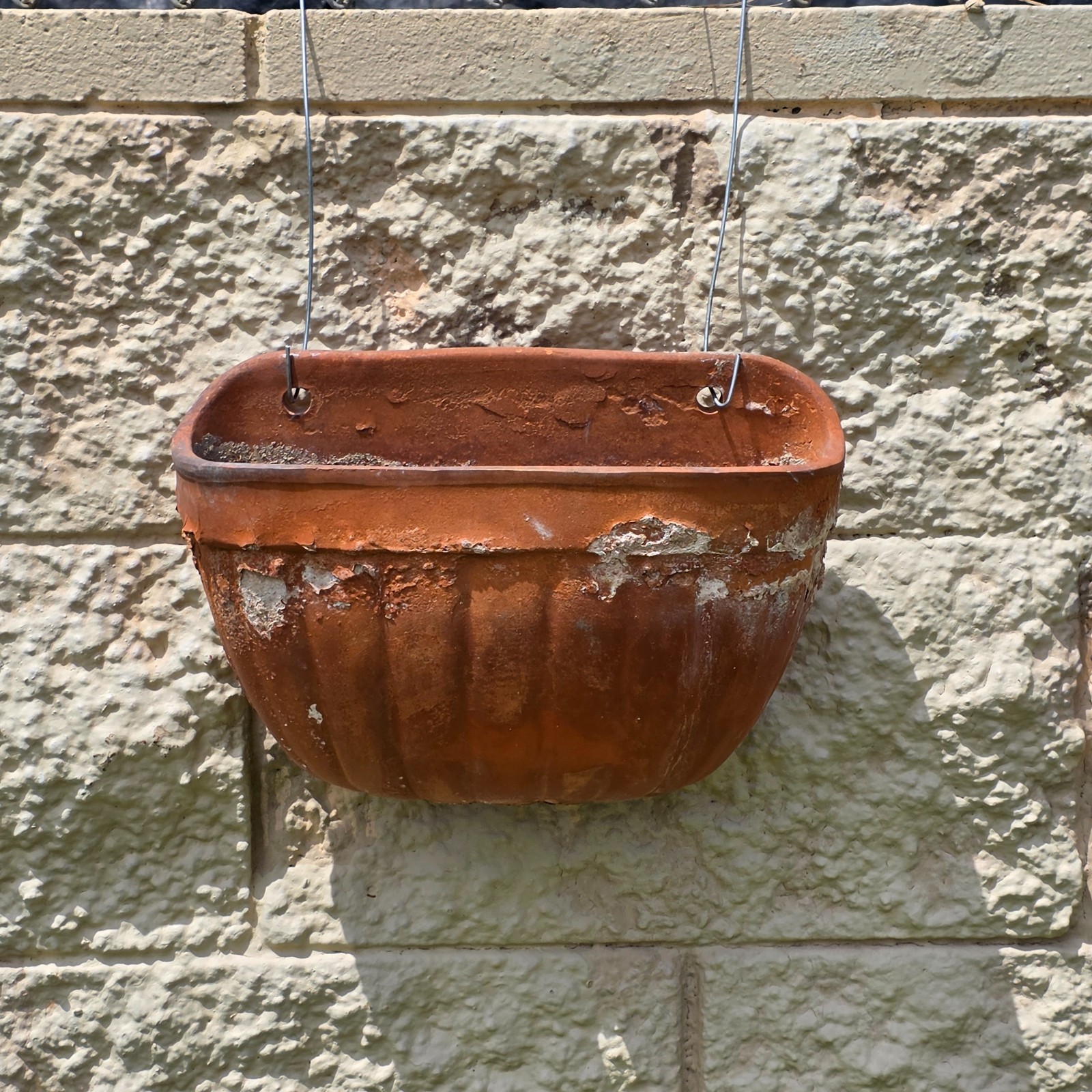 Vintage Italian Terracotta Wall Pocket Planter Hanging Half Moon Ribbed Clay Pot Vintage Italian Terracotta Wall Pocket Planter Hanging Half Moon Ribbed Clay Pot