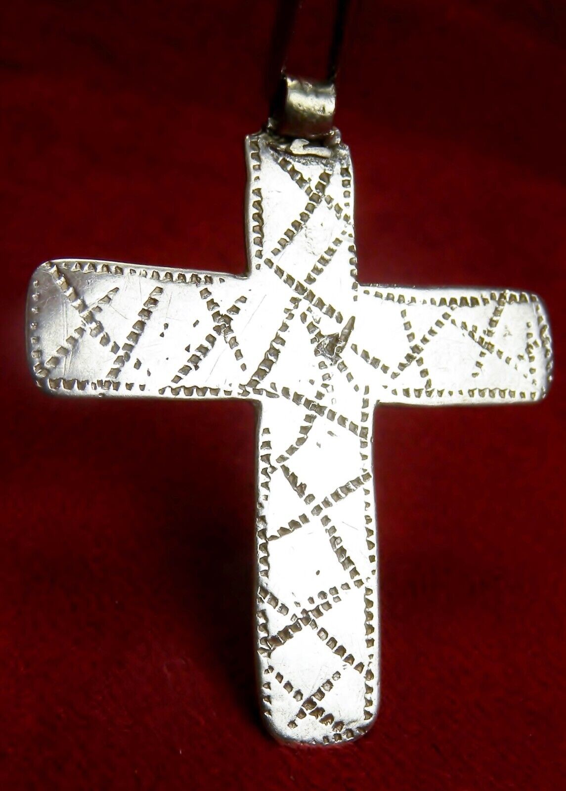 Bishop's Antique Flagellation of Christ Jesus Holy Land Pilgrimage Silver Cross