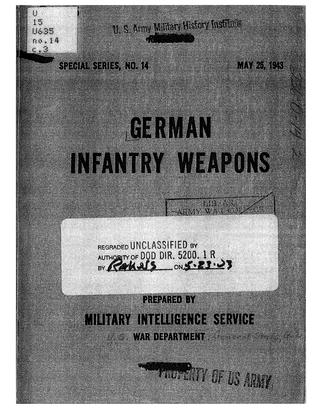 WW II  German Infantry Weapons 1943 Special Series No. 14  on CD 