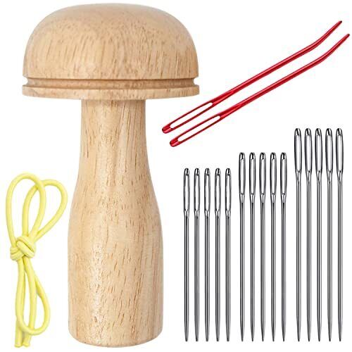 Darning Mushroom Wood Darning Egg Sewing Tool for Repairing Socks, Hats, Pants