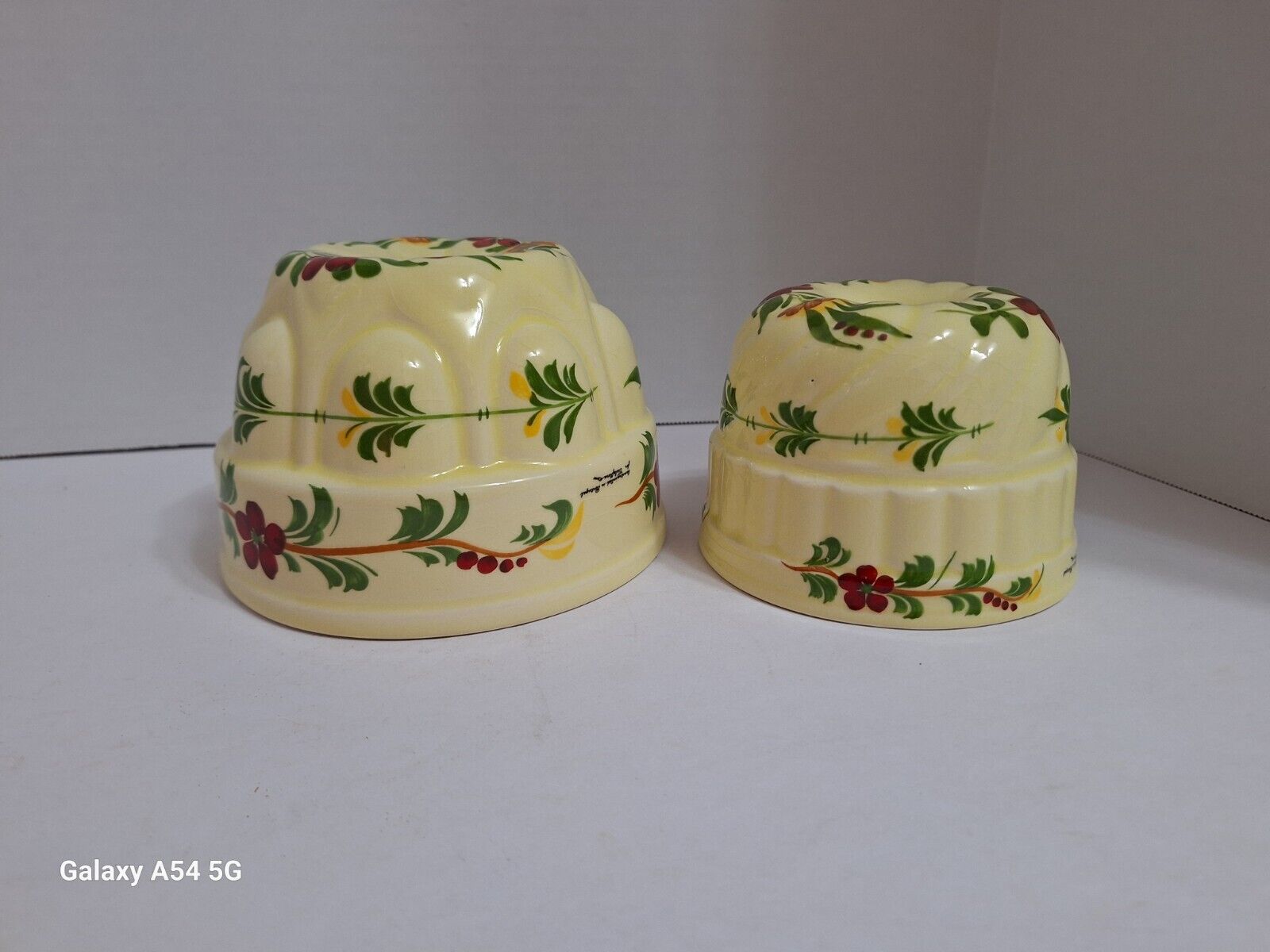 Vintage Teleflora Jello Mold Planter Set of 2 Hand Painted in Portugal w/Hangers
