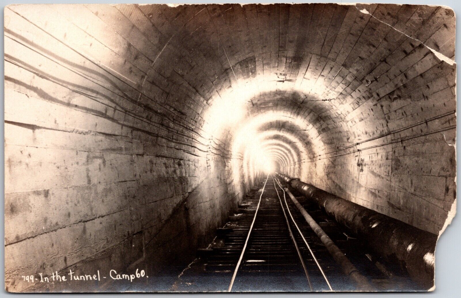 In the Tunnel, Railway Tunnel, Real Photo RPPC, Vintage Postcard
