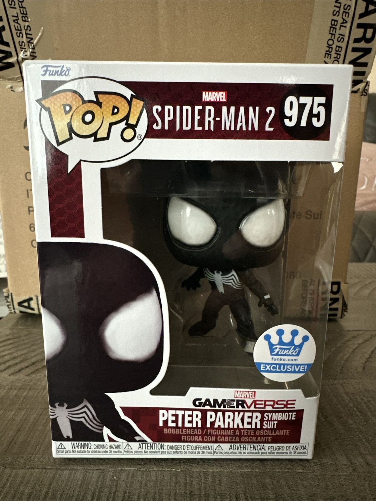 Funko POP Peter Parker Symbiote Suit #975 Funko Shop Exclusive With Protector