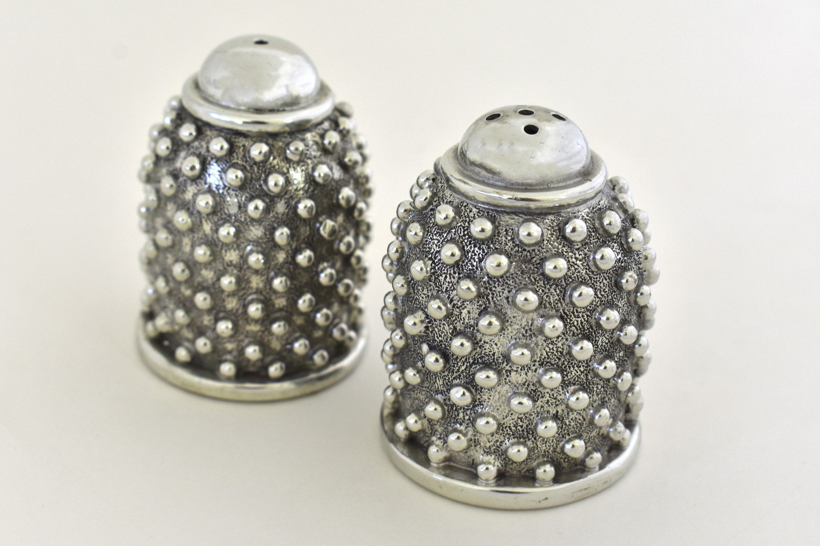 Diana Carmichael Handmade Polished Pewter Studded - Salt & Pepper Shakers - NEW