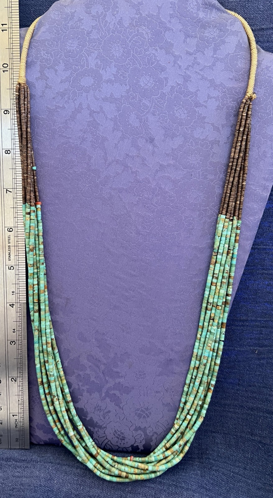 Native American Lita Atencio # 8 Number 8 Turquoise Heishi Necklace