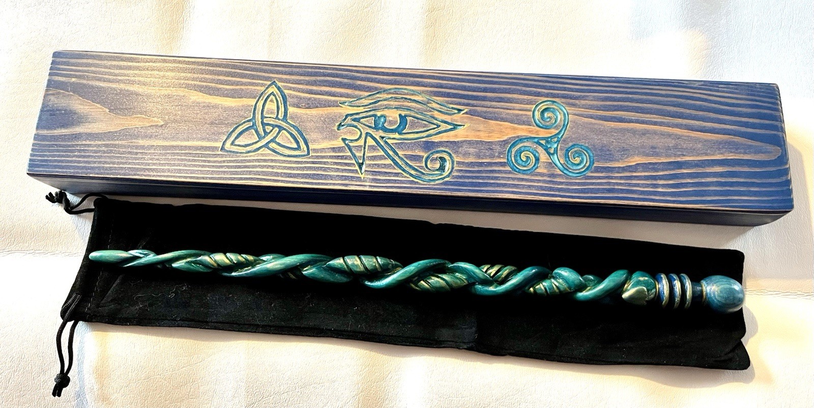 Handmade Magic Wand Engraved Wooden Box Magic Genre