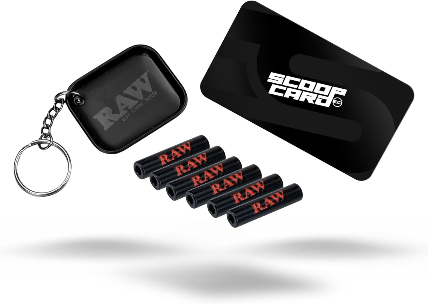 RAW Black Glass Rolling Tips | 6 Pack + RAW Black Keychain RAW Black Glass Rolling Tips | 6 Pack + RAW Black Keychain