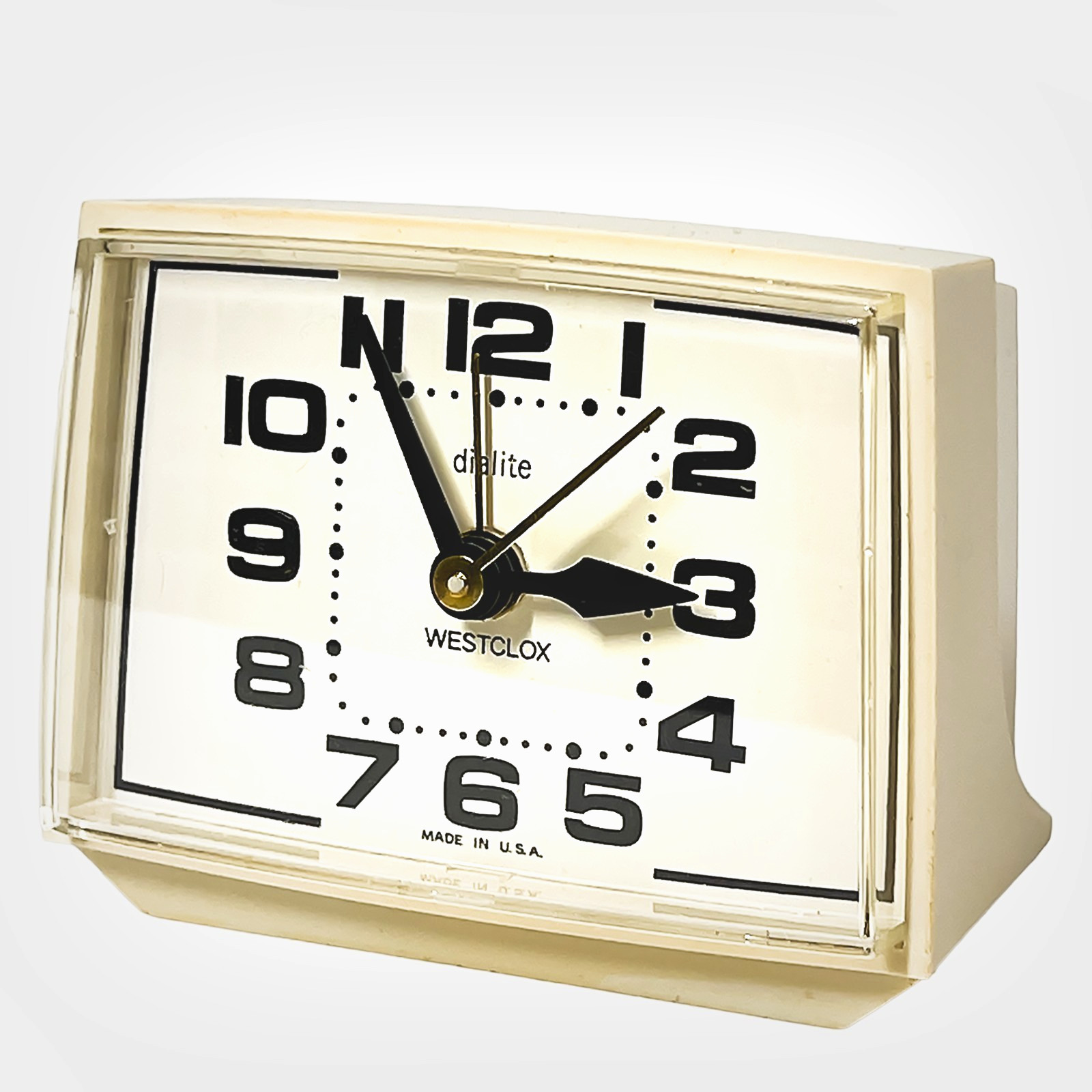 Vintage 1970s Westclox Dialite Bold II Retro Analog Alarm Clock (Model 22190)