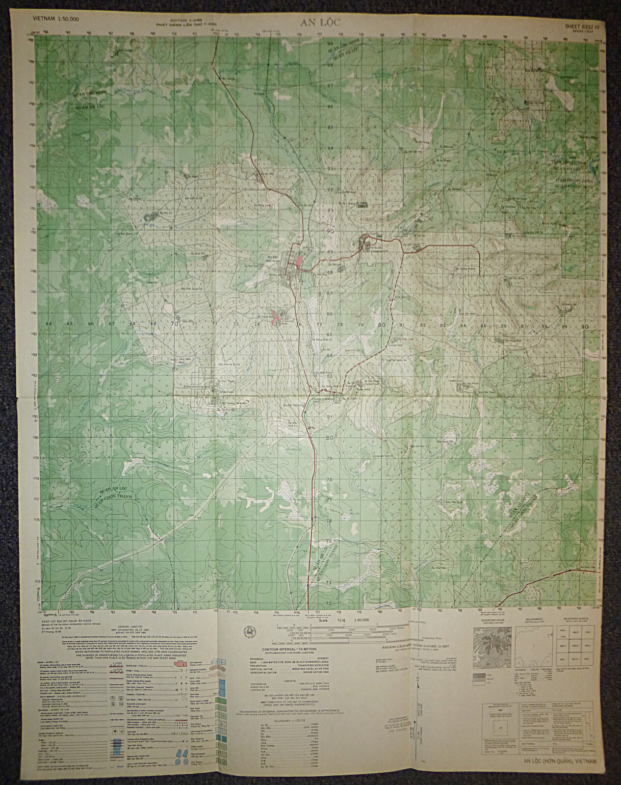 6332 iii - MAP - An Loc - MACV-SOG - Special Forces Base - 1971 -  Vietnam War