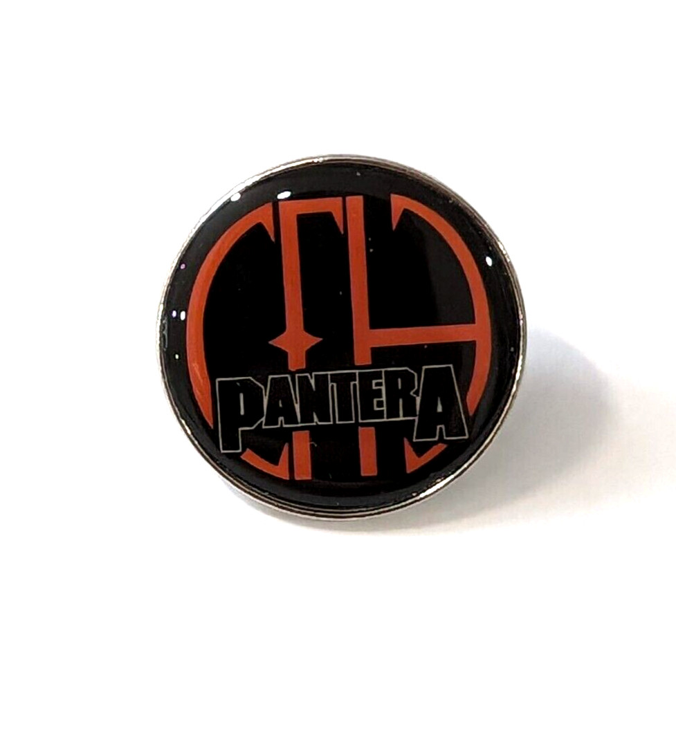Pantera LOGO Heavy Metal Rock Pin Round Brooch Lapel Pin Black & Red Enamel Pin