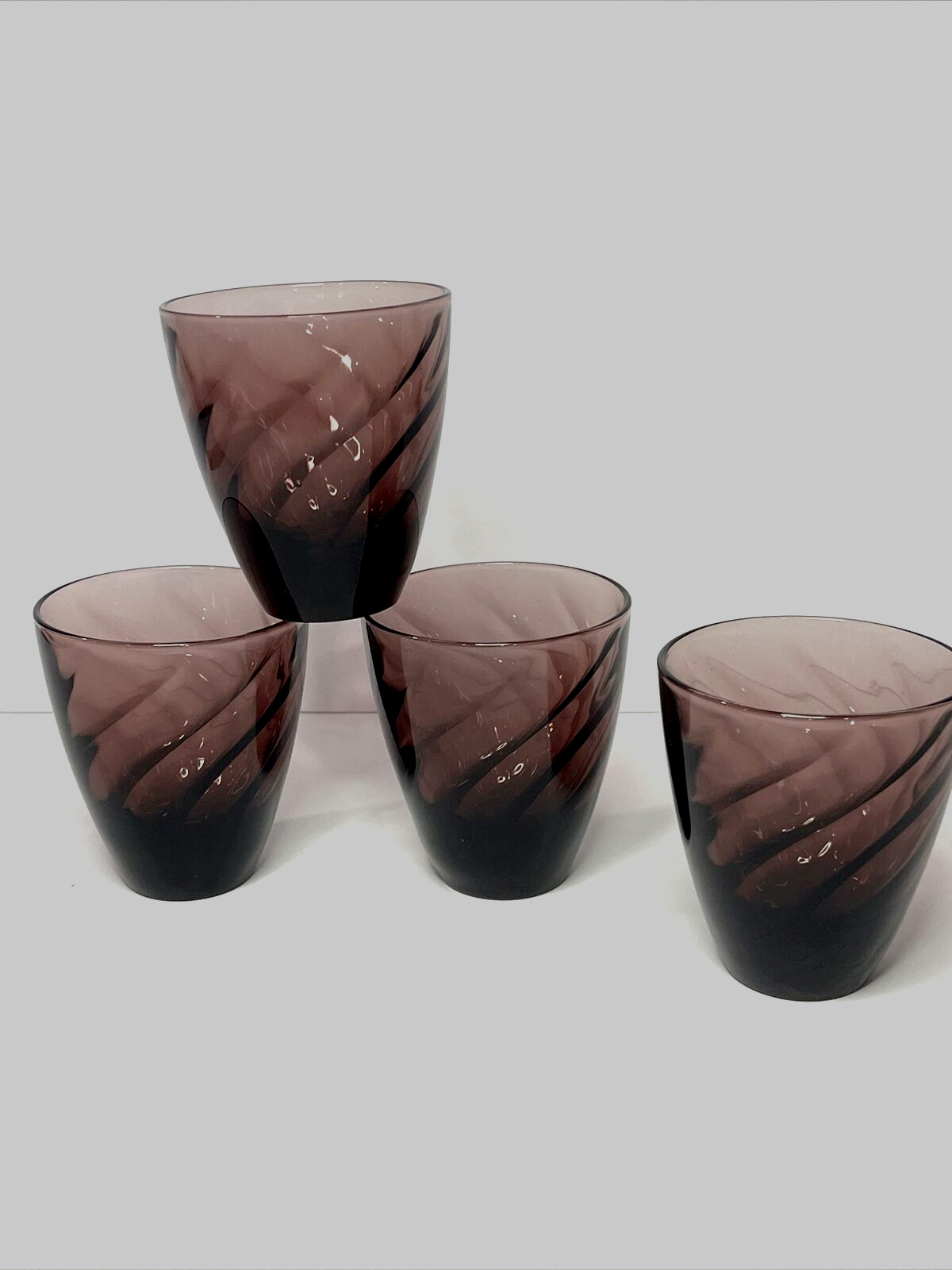 Hazelware Moroccan Amethyst Purple 4 Glasses Swirl Cocktail Cordial Liqueur Bar