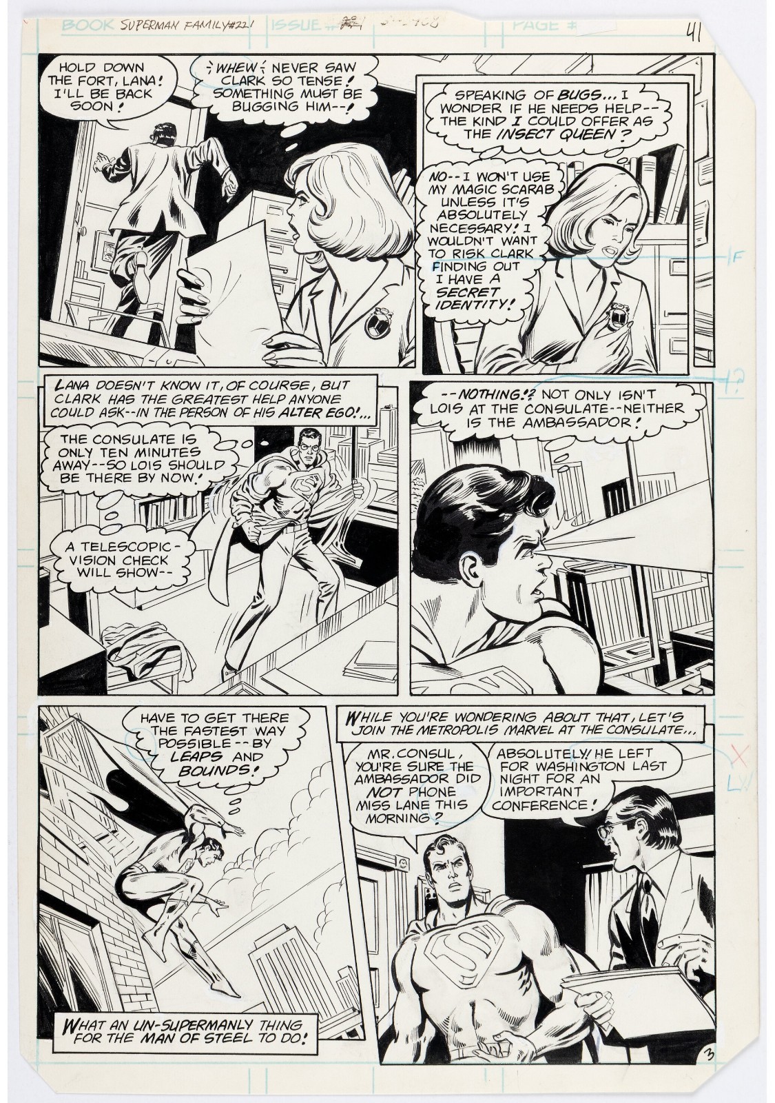 Superman Family #221 Mr. and Mrs. Superman Story Page 3 Original Art (DC, 1982)