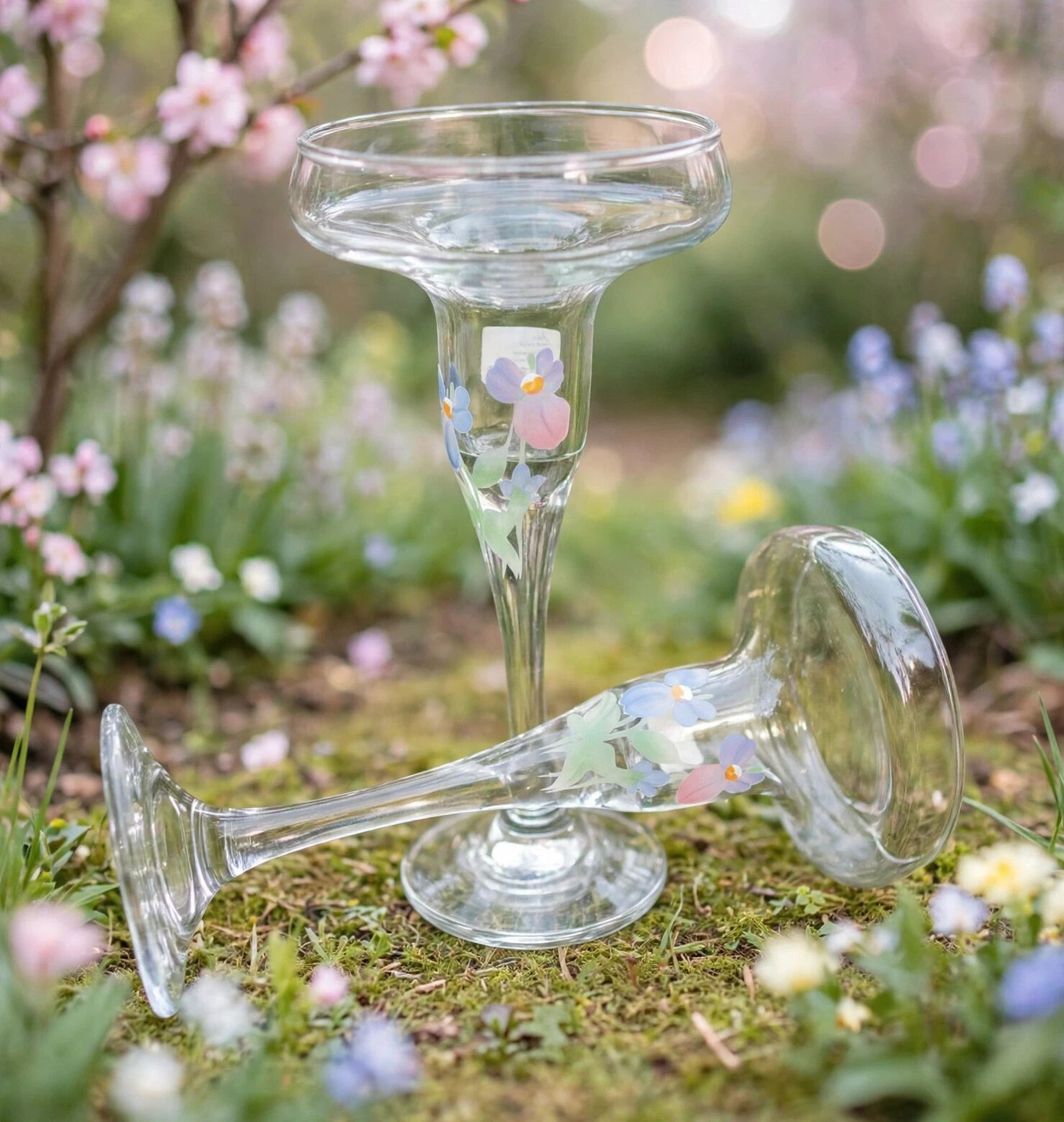 Vintage Pasabahce Hand Painted Crystal Candle Holders Made In Turkey