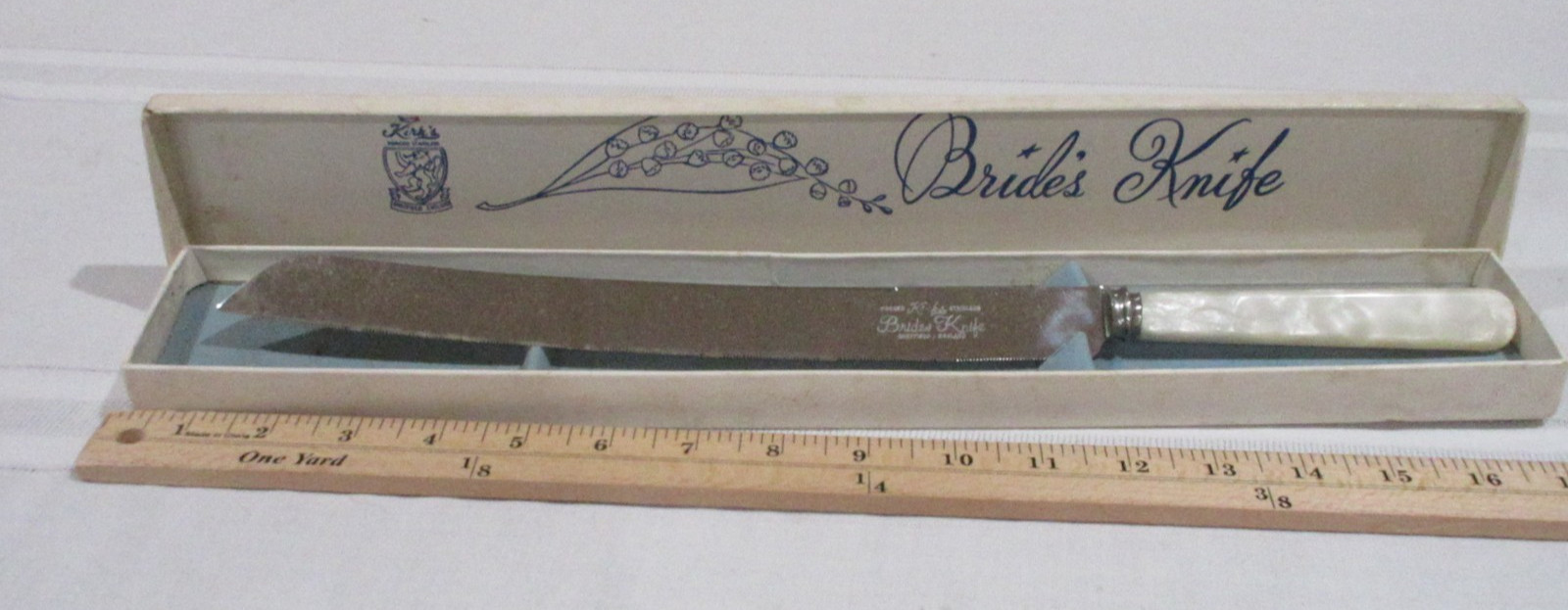 Vtg. KIRK\'s BRIDES KNIFE SHEFFIELD ENGLAND IN BOX Stainless Steel Pearlized