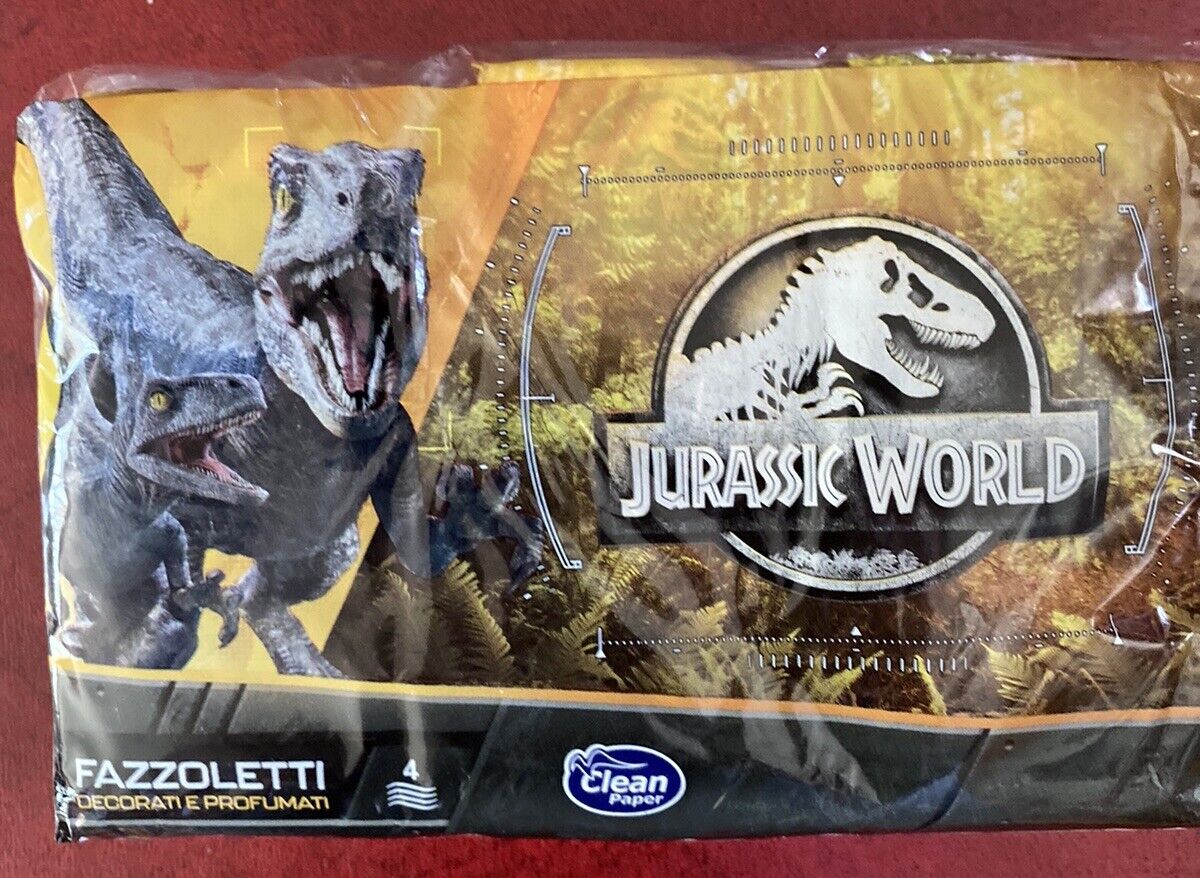 Jurassic World Tissue With Dinosaur Scenes On Each Tissue Made In Italy