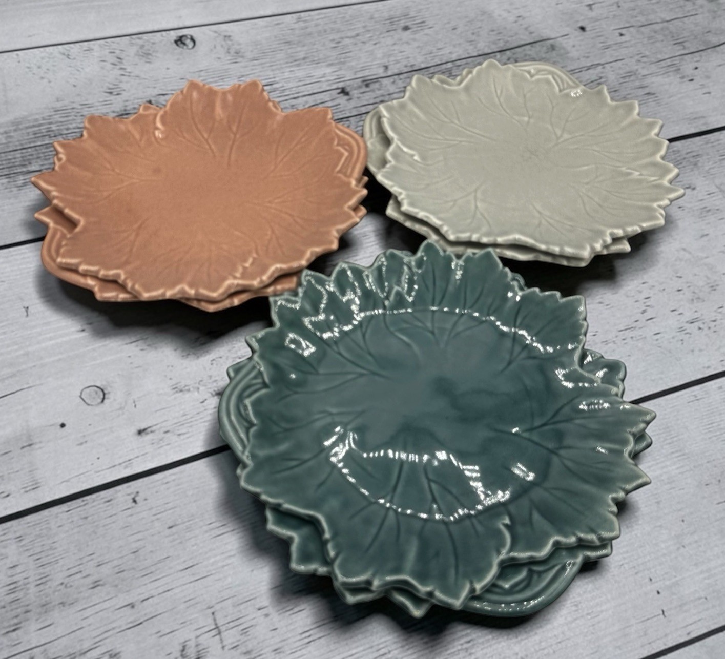 6 Woodfield by Steubenville Salad Plates 9” Seafoam Green Coral Gray 2 Each