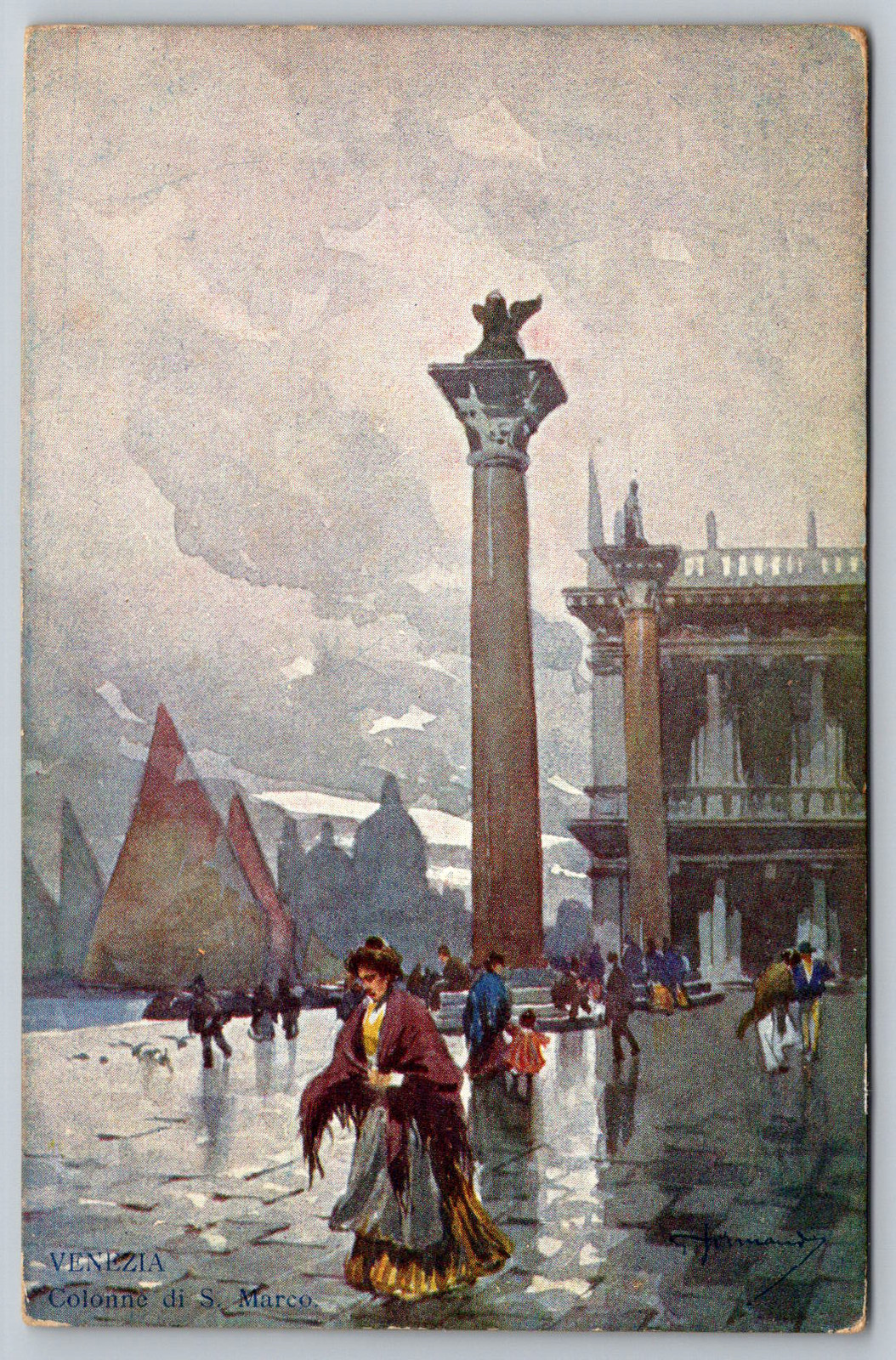 c1910s Venezia Colonne S. Marco Italy Tecnografica Antique Postcard