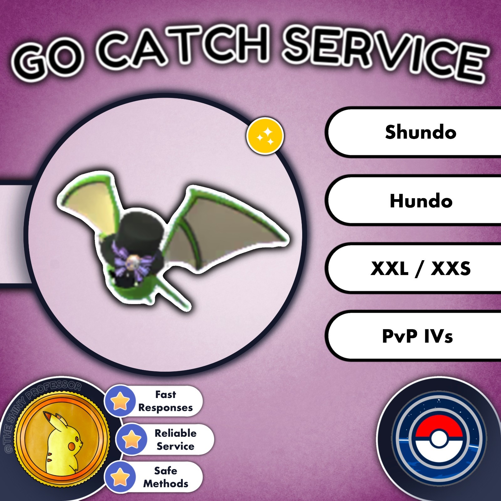 Pokémon GO Catch || Costume Zubat || XXL, XXS, PVP, Hundo, Shundo Available ✨