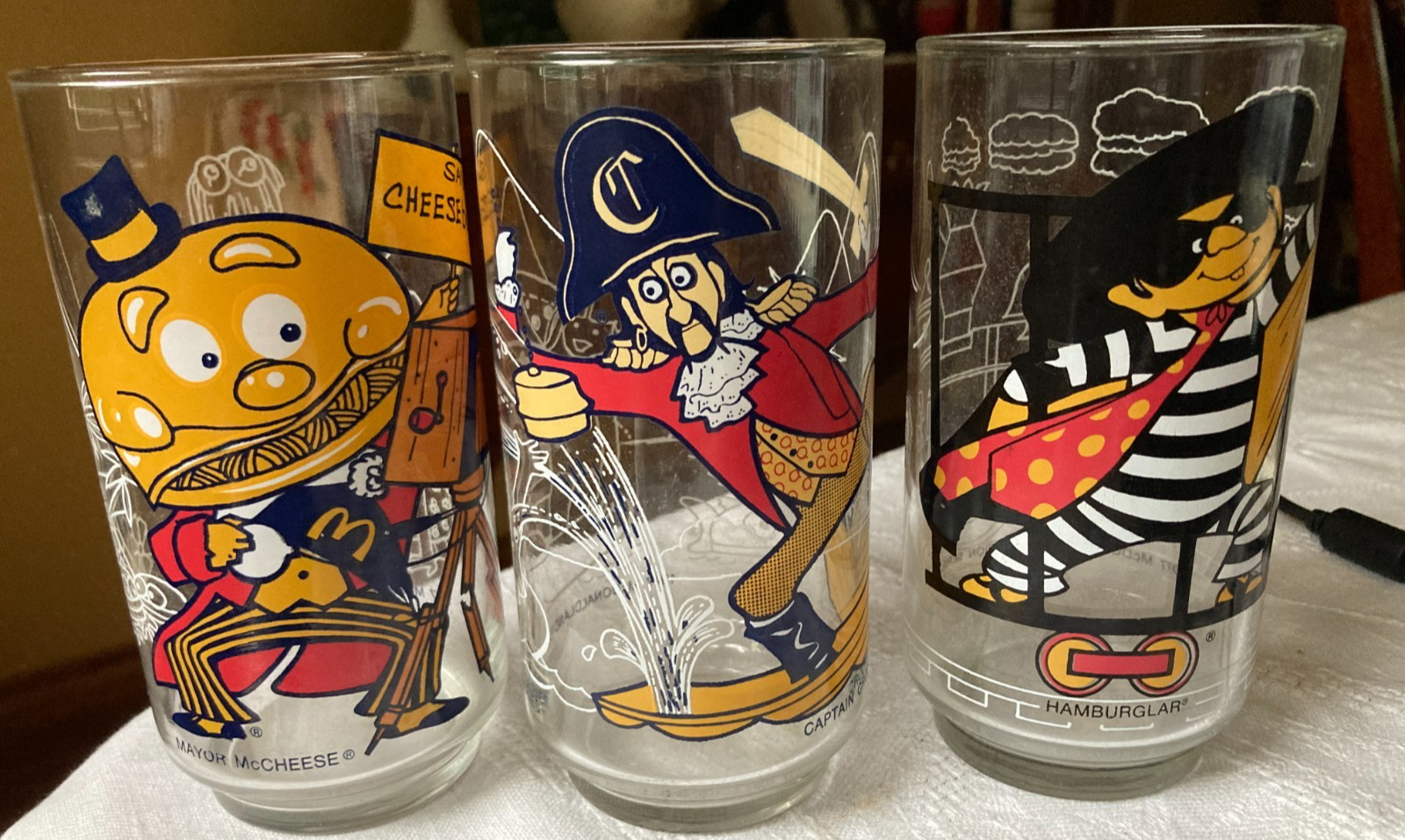 Vintage 1977 McDonaldland Action Series Glasses Set of 3 All Different Designs