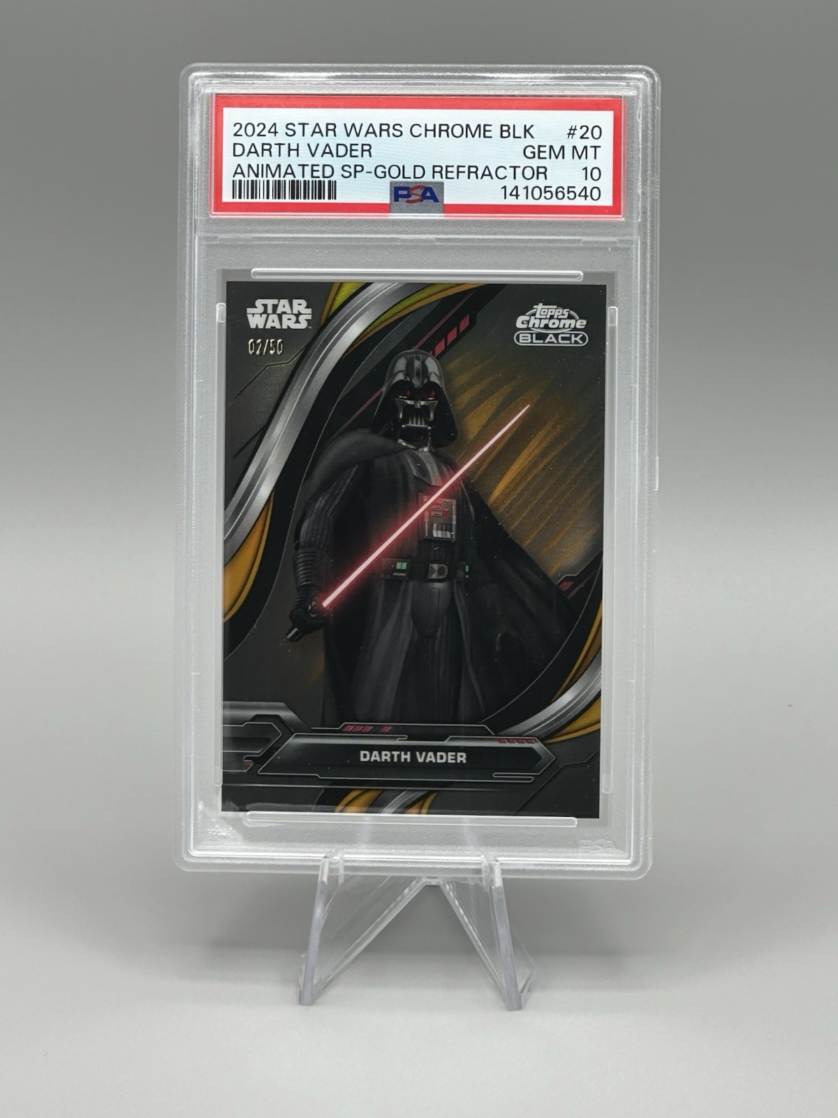 DARTH VADER 2024 Topps Chrome Black Animated Short Print SP-20 Gold /50 PSA 10