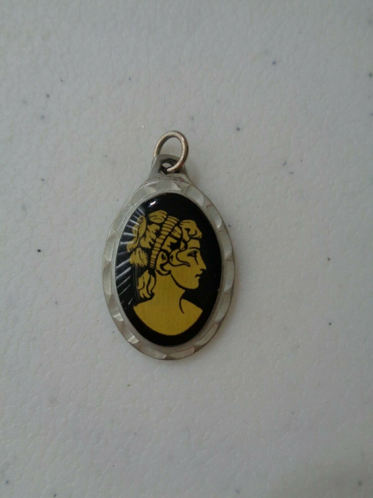 Vintage Plymouth Pewter Cameo Signed Pendant  [