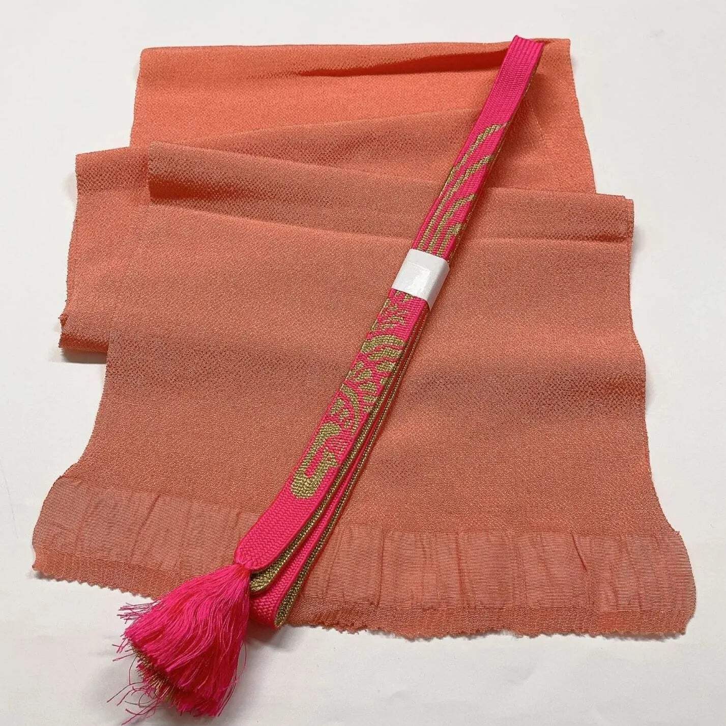 7715# Japanese Kimono Accessory Vintage Obiage and Obijime 2-piece Set Silk
