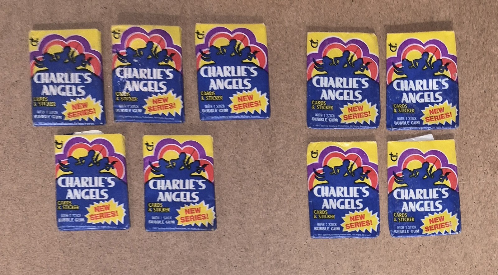 1977 Topps Charlie's Angels Series 2 Wax 5 Pack Lot & 4 EMPTY Wrappers NO Cards