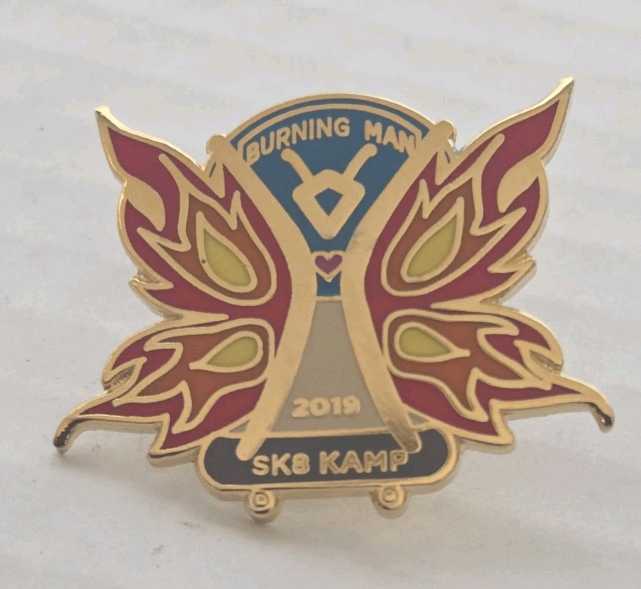 Burning Man Swag Pin Back 2019 Metamorphoses Butterfly Sk8 Kamp Limited Edition