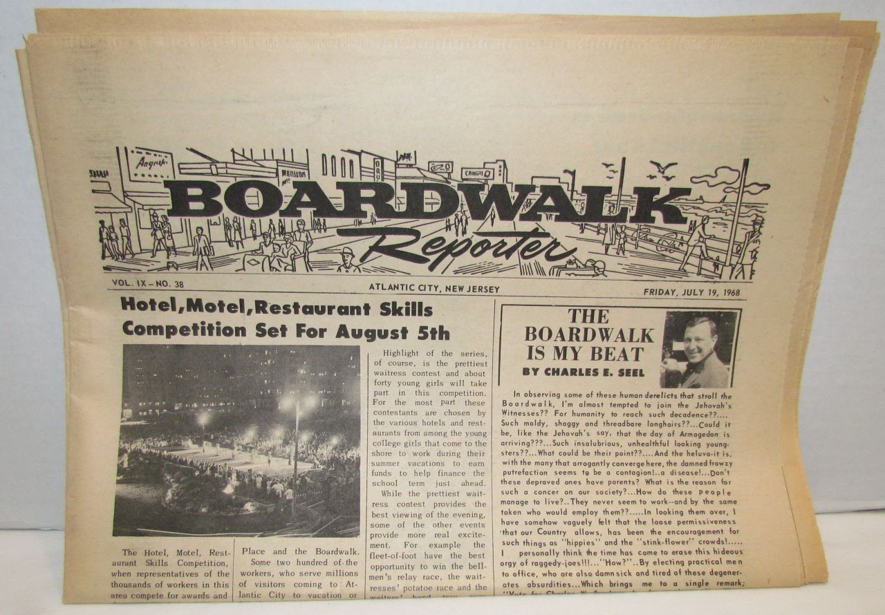 Boardwalk Reporter Newspaper 1968, Atlantic City, NJ entertainment news