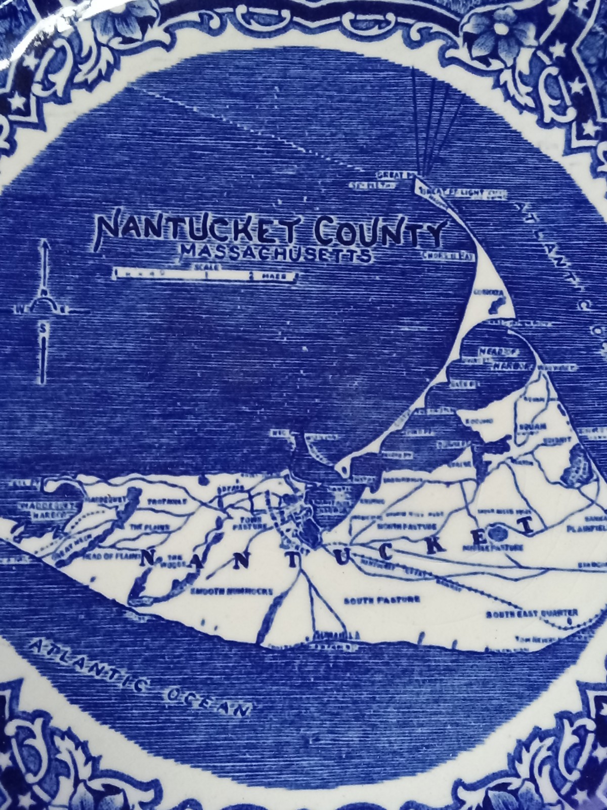 Nantucket Island Plate Blue White Staffordshire Nha 9