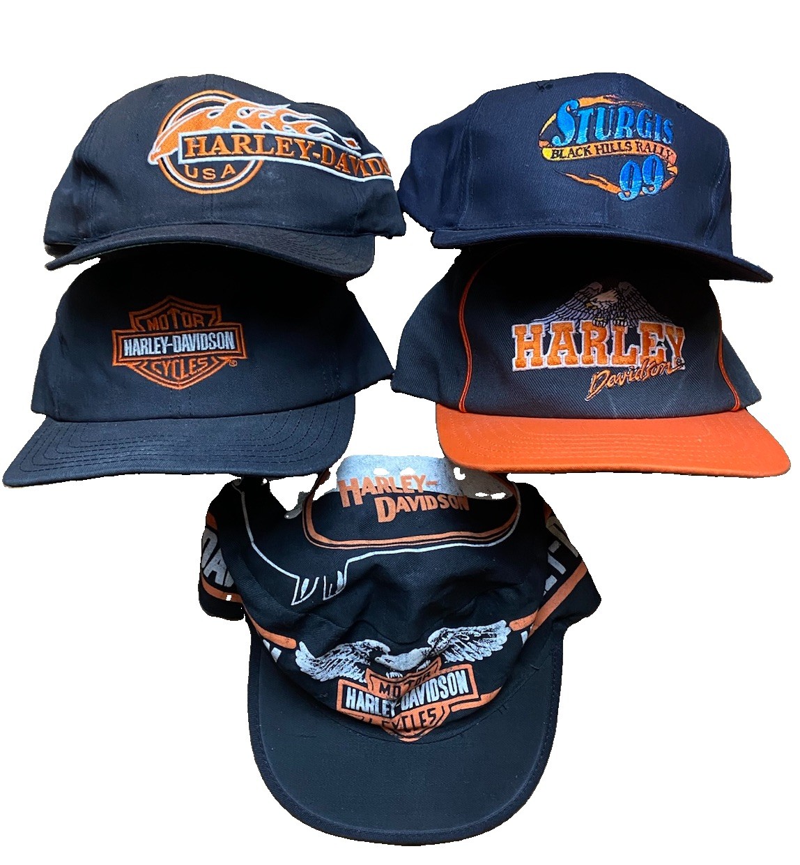 Vtg Harley Davidson Hat Lot 80s 90s Biker 3D emblem MC