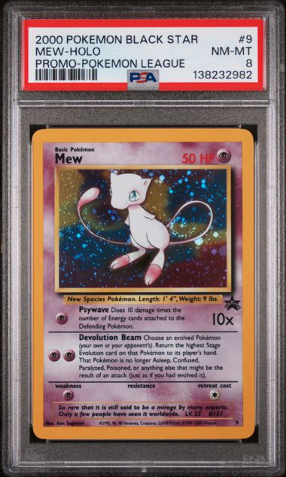 2000 Pokemon - Mew (Holo) - #9 Pokemon League Promo PSA 8 SWIRL