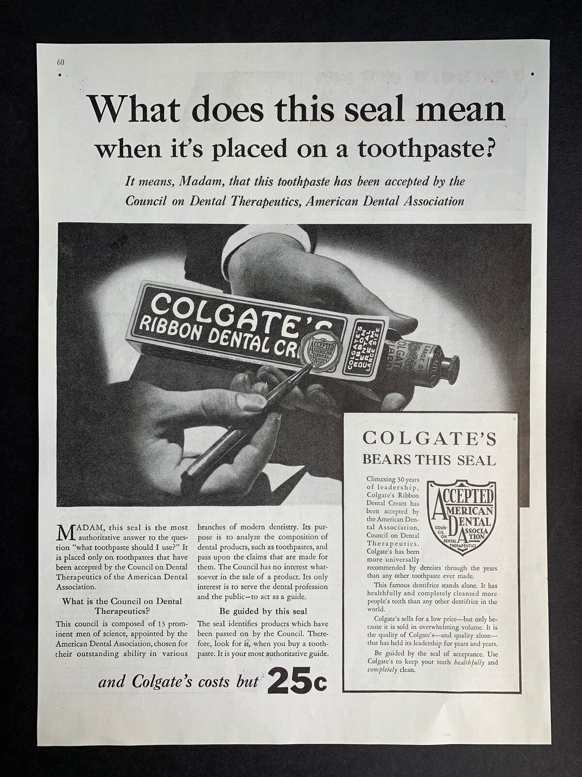 Vintage 1931 Colgate’s Toothpaste Print Ad