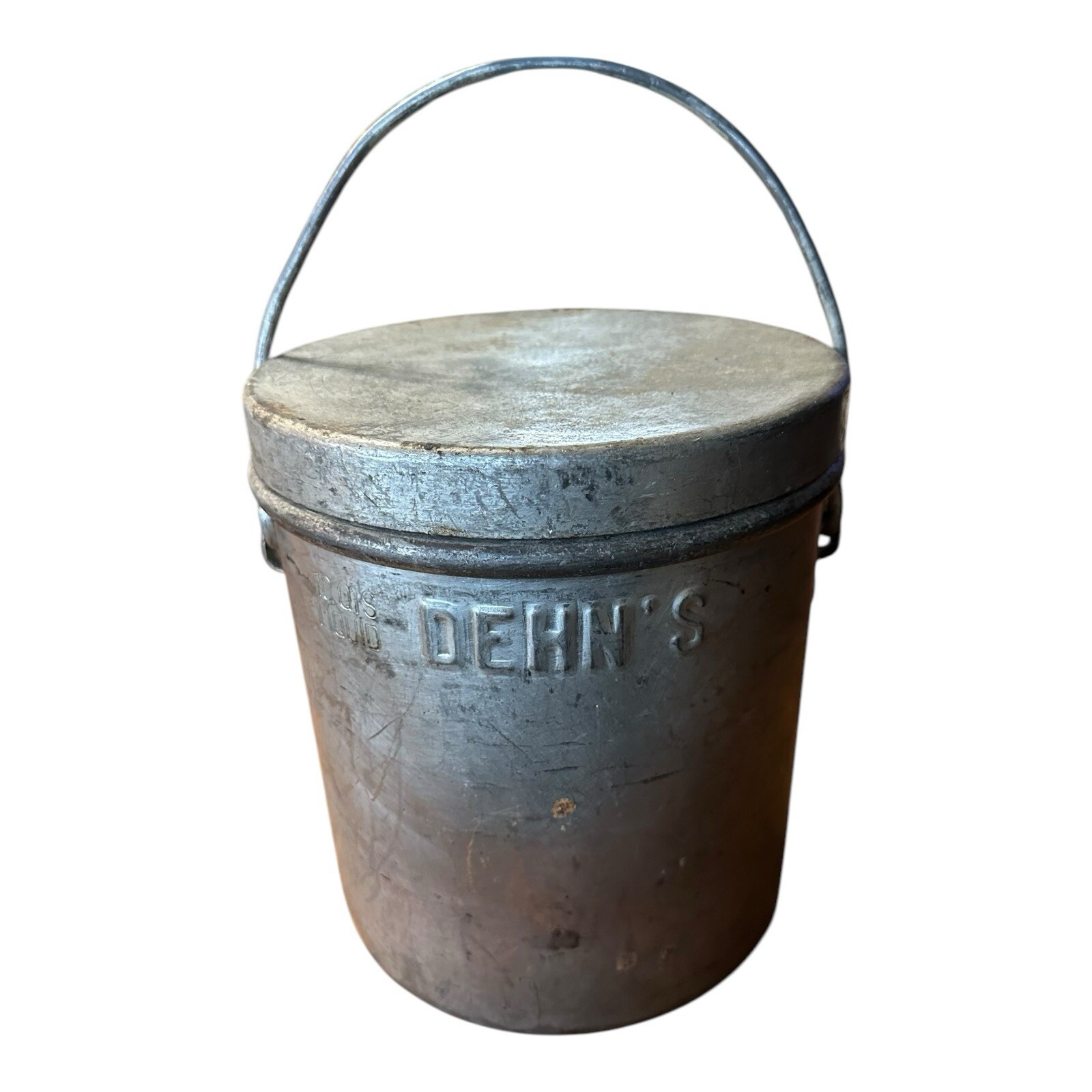 Vintage Dehn’s Advertising Ice Cream Pail  Galvanized Metal Bucket Green Bay WI