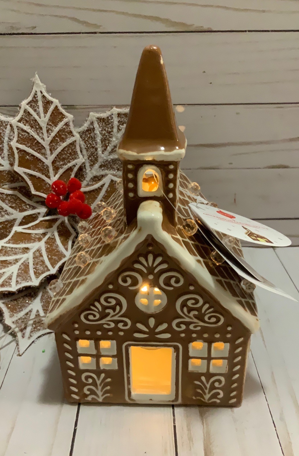 New ~ Aldi Merry Moments Gingerbread Christmas Church Lighted ~ 9 “ tall New ~ Aldi Merry Moments Gingerbread Christmas Church Lighted ~ 9 “ tall