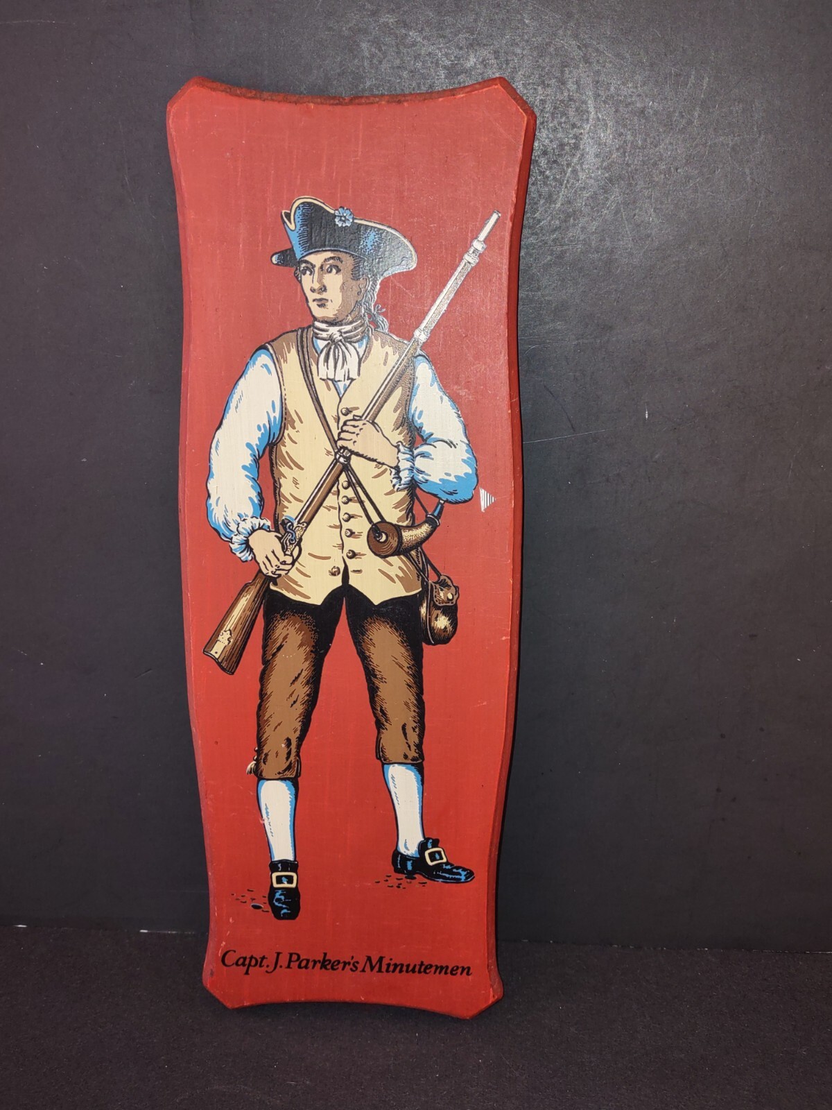 Vtg Wood Plaque Capt. J. Parker's Minutemen Continental Army Soldiers Yorkraft