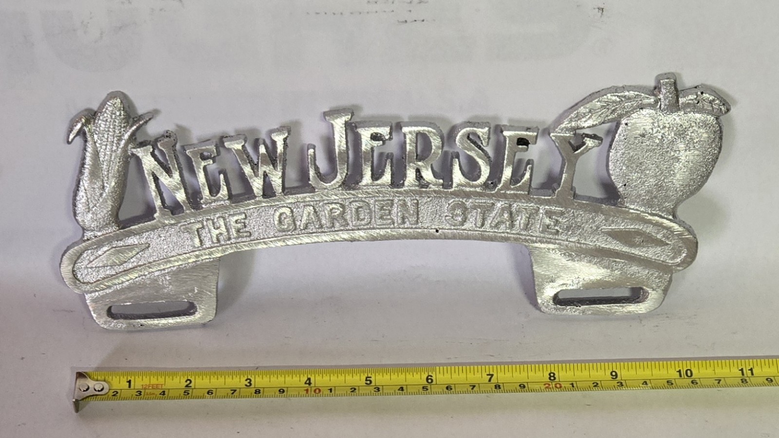 Vintage Cast Aluminum  New Jersey  Topper Car Club Plaque