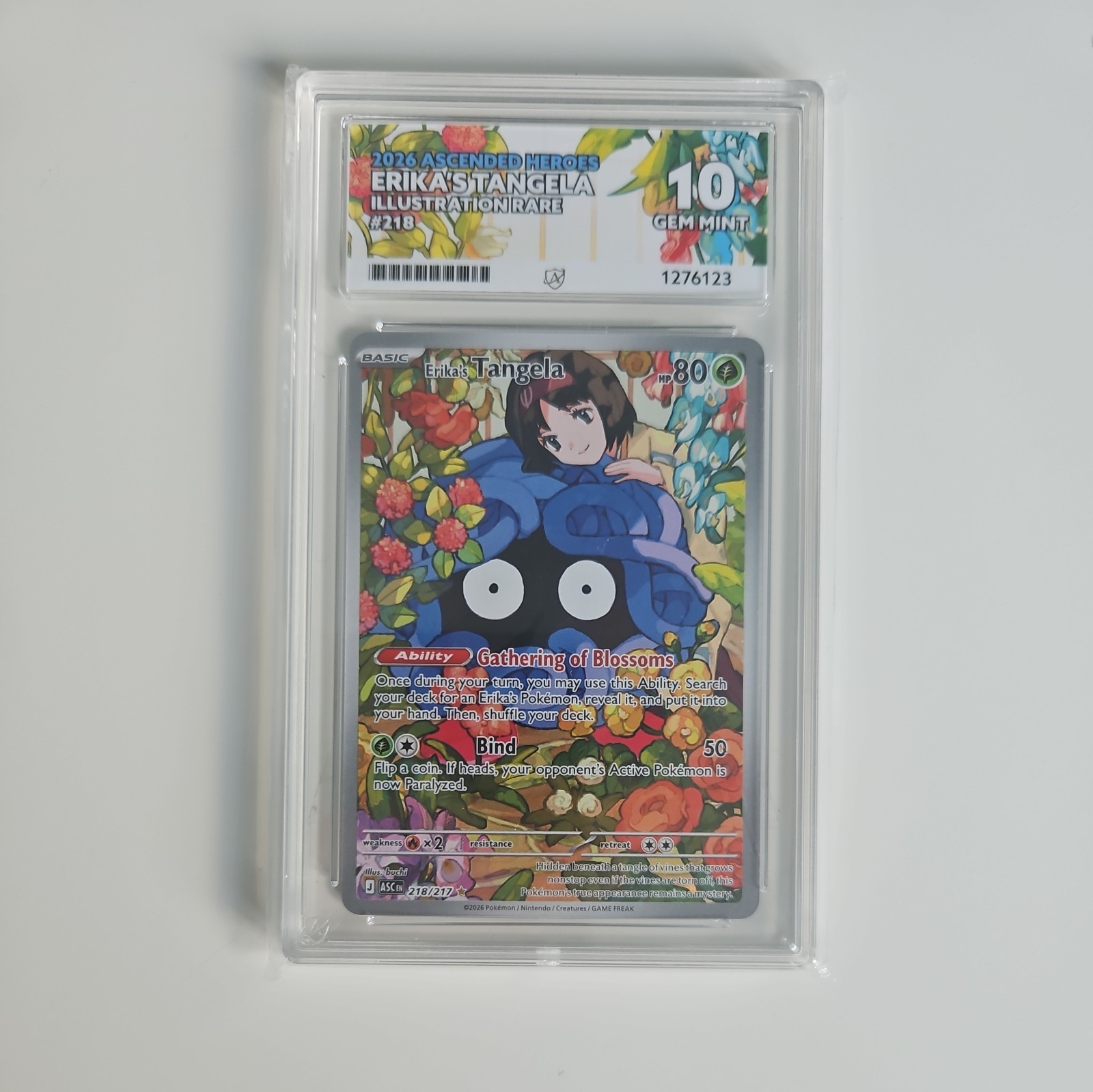 Pokémon TCG Erika's Tangela Ascended Heroes IR 218/217 Ace 10 Gem Mint Pokémon TCG Erika's Tangela Ascended Heroes IR 218/217 Ace 10 Gem Mint