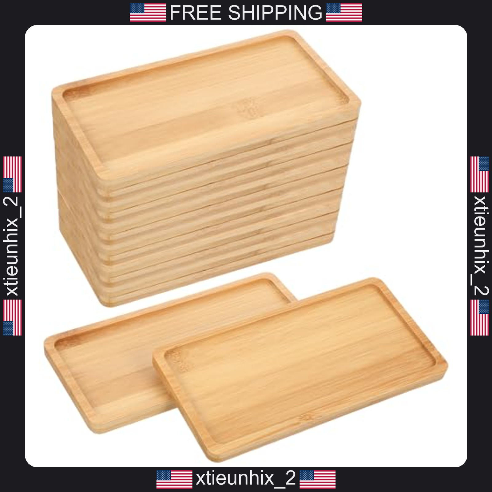 Bamboo Vanity & Serving Trays, 16 Pack, Small Rectangular Natural Bamboo