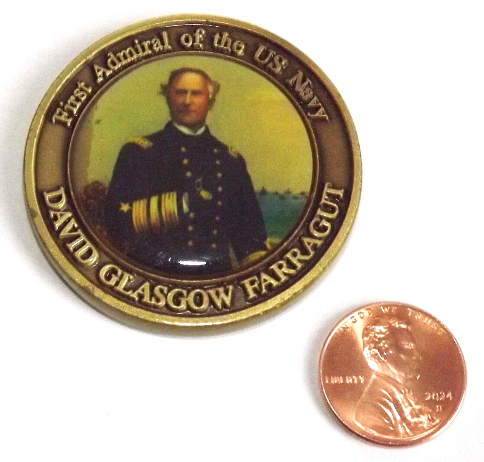Challenge Coin - US Navy\'s 1st Admiral - David Glasgow Farragut - Damn the Torpe
