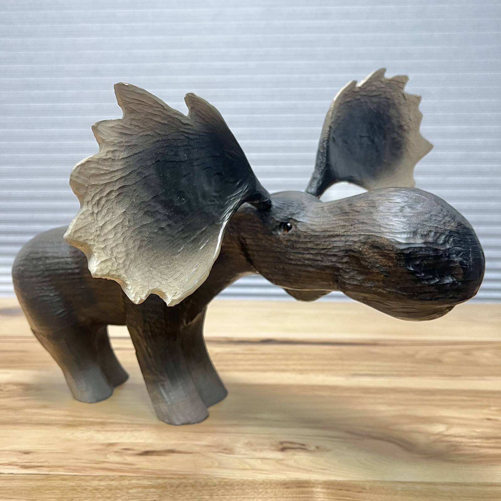 Vintage 1996 Big Sky Carvers Wood Moose Figure Jeff Fleming Hand Carved Montana