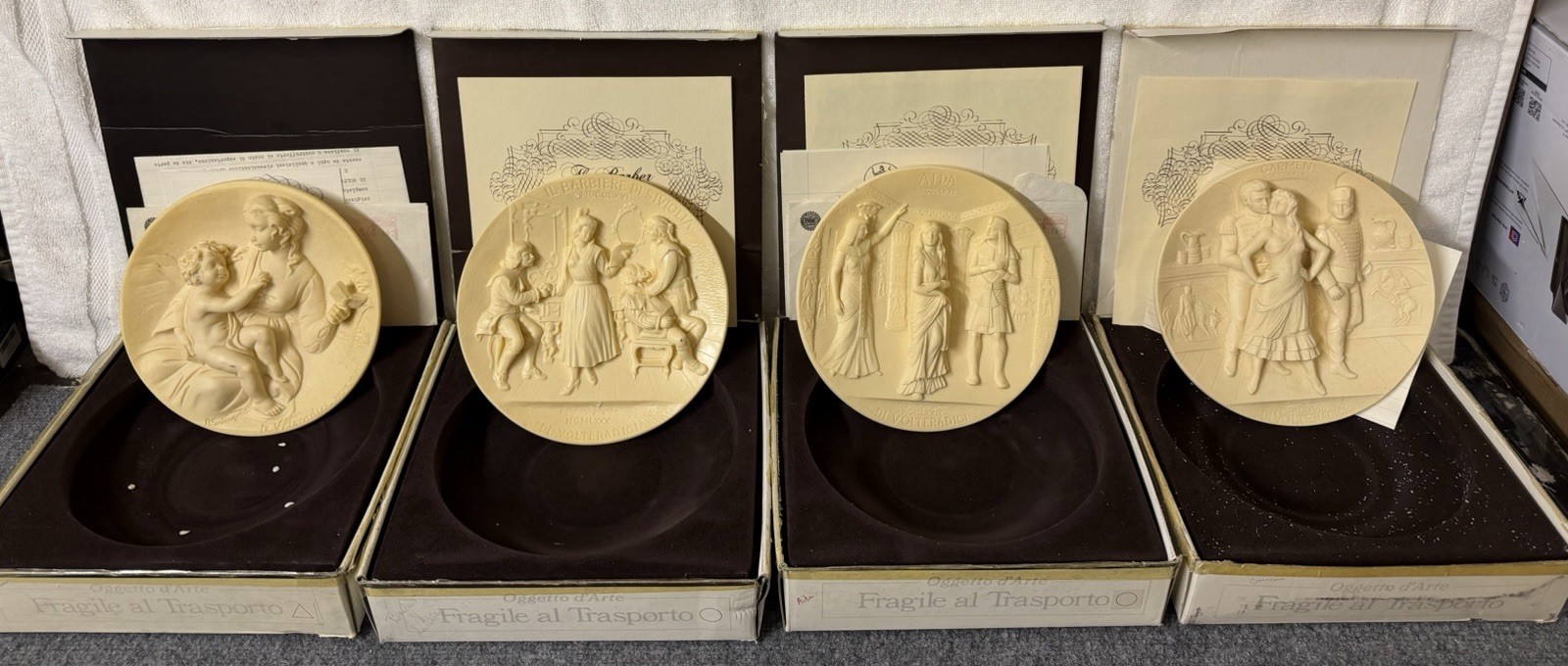 Vintage Studio Dante Di Volteradici Plaque Collection Set Of 4 Aida Carmen