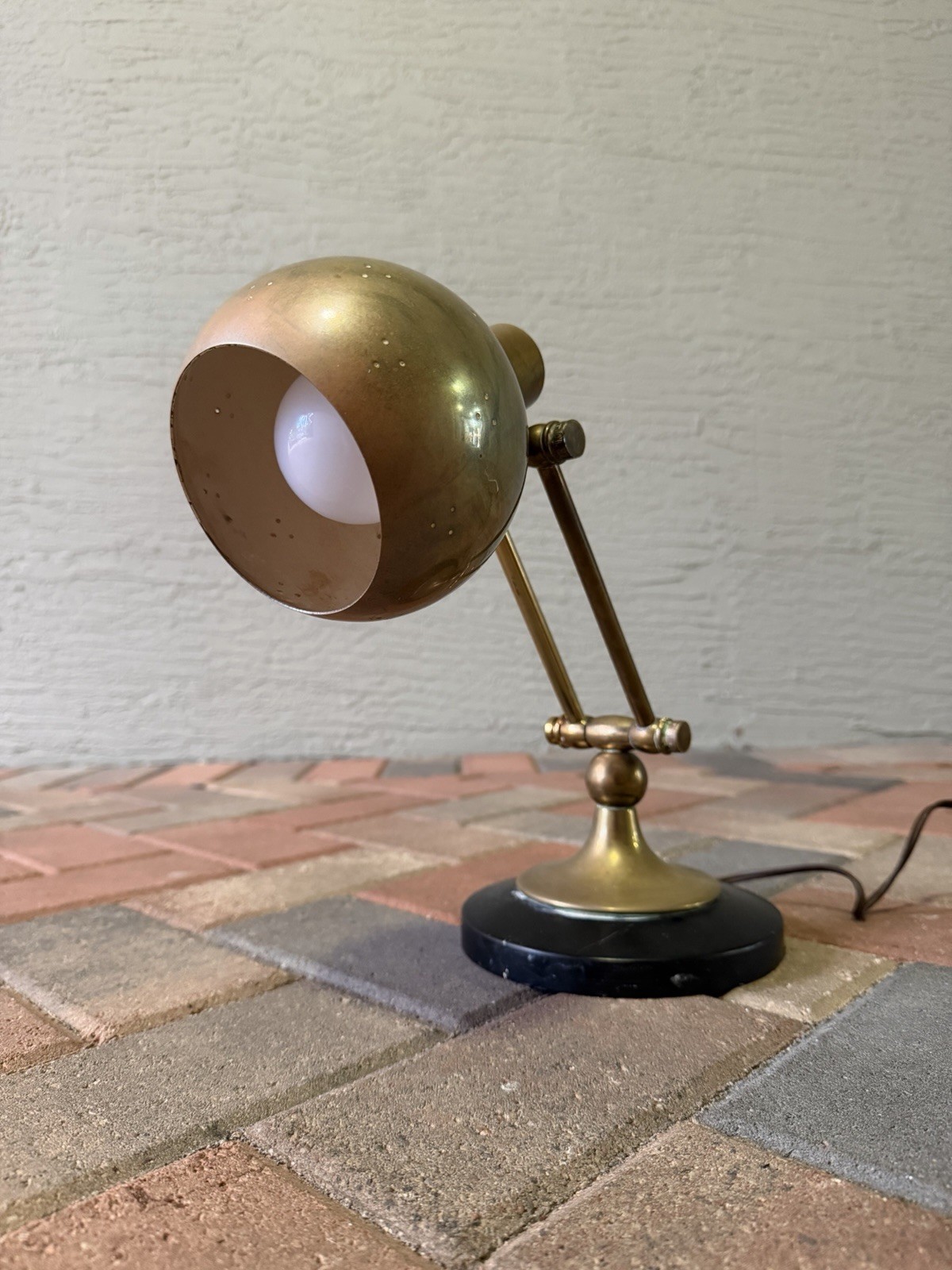 Vintage 50s Mid Century Atomic Space Age Brass Eyeball Orb Task Desk Piano Lamp