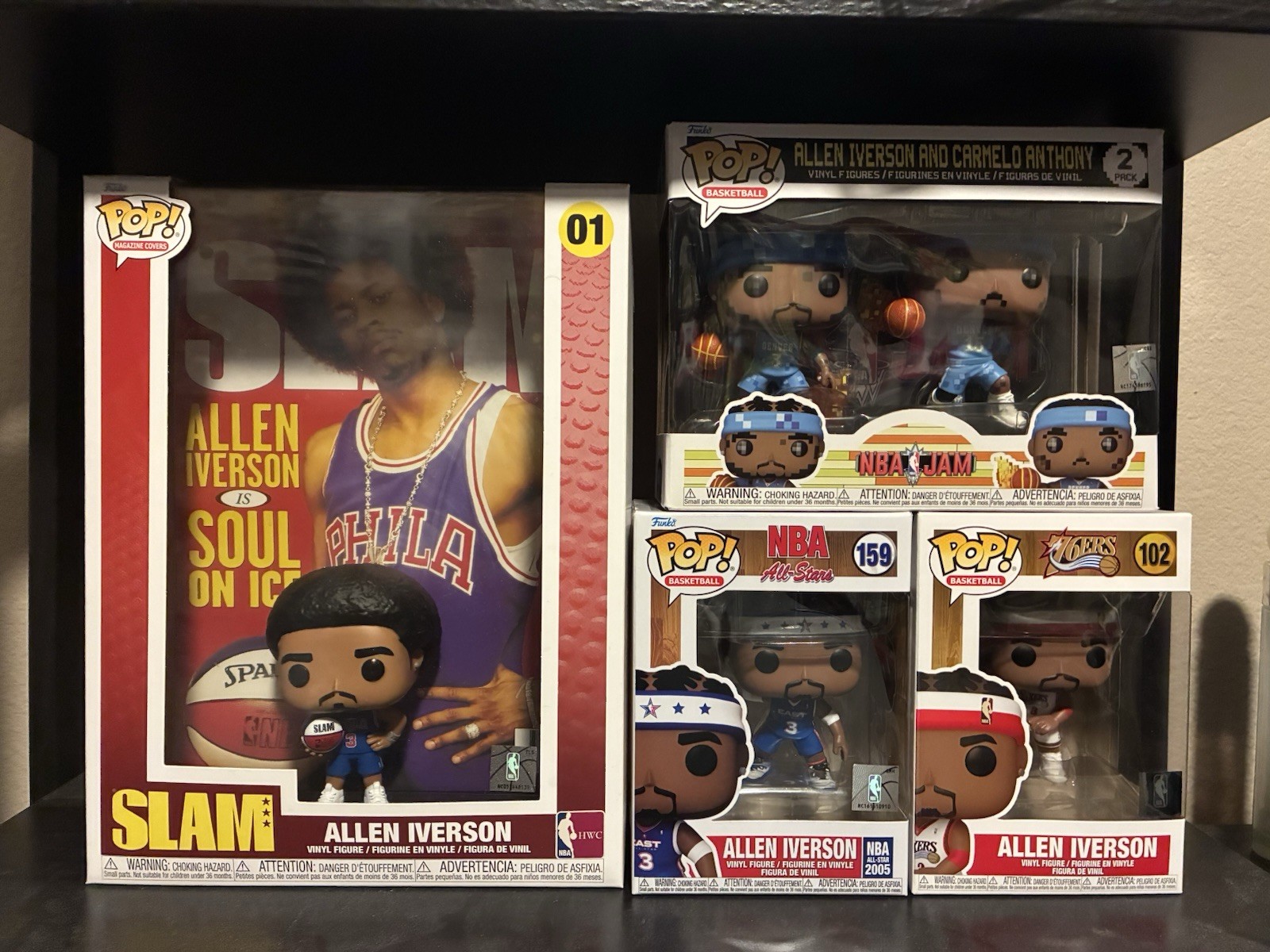 Nba Allen Iverson Funko Pop Bundle. Free Nba Mystery Pop Included.