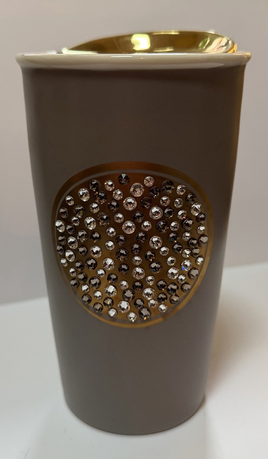 2015 Starbucks Swarovski Anniversary Ceramic Tumbler White & Gold