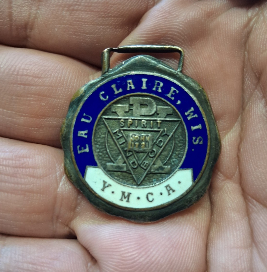 1920-1930 YMCA Watch Fob Eau Claire, Wisconsin with Maker's Mark Brooklyn NY