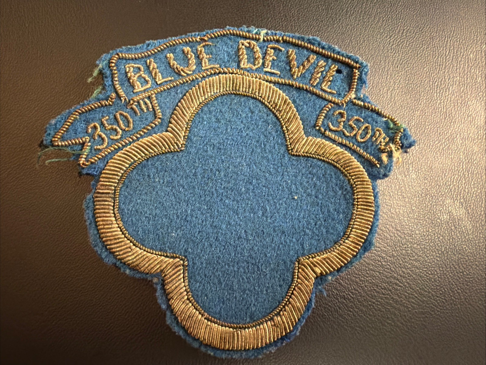 WWII Rare Italian Made 350th Infantry 88th Division Bullion Patch Blue Devils